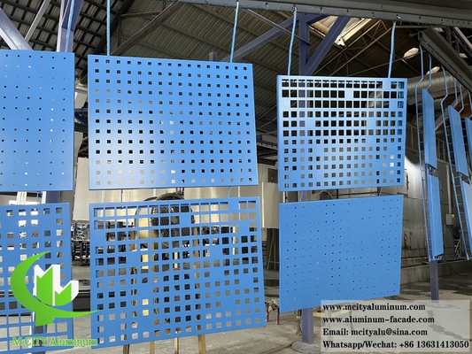PVDF 블루 컬러 금속 클래싱 패널 알루미늄 스크린 구멍 패턴