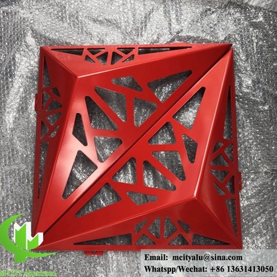 3D 정면 파우더로 코팅 된 빨간색 커튼 벽을위한 고형 알루미늄 패널