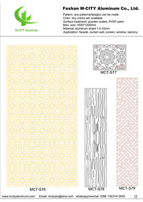 좋은 가격 외벽 마감용 맞춤형 RAL 색상 및 1000x2000mm 크기의 분체 도장 알루미늄 타공 패널 온라인으로