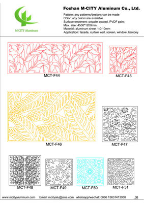 좋은 가격 파우더 코팅 알루미늄 펄러 패널 1000x2000mm 온라인으로